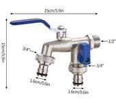 Hose Irrigation Water Faucet Coupling Adapter 1/2'' 3/4'' Water Splitter Connector Tap Joint Metal Valve Switch IBC Tank