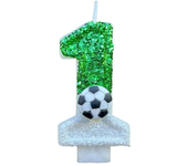 Football Children's Birthday Candles Number 0-9 Green Sparkles Birthday Creative Soccer Candle for Boy Party Cake Top Decoration