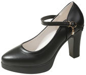 Ankle Strap Thick Heels Pumps for Women Leather Office High Heeled Shoes Woman's Elegant Platform Shoes Casual
