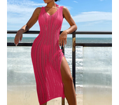 Vestido Playa Denim Tejido de Verano Vestidos Largos Elegantes para Mujer