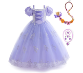 Little Girl Rapunzel Costume Party Fancy Princess Dress Birthday Party Christmas Purple Long Dress Cosplay Carnival Disguise
