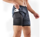 Men's running sports shorts 2-in-1 with phone pocket, suitable for marathons, outdoor use of polyester spandex materials in