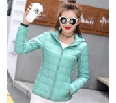 Chaqueta de plumón de invierno para mujer, ligera y delgada, cálida, chaqueta con capucha, color liso, plumón de pato blanco.