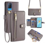Magnético Funda de Cuero PU Billetera Solapa Cover OPPO A54 4G, Multifuncional Cuerda Colgante Funda protectora