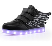 Kids High-top Lights Up Shoes USB Charger LED Children Shoes Waterproof Leather with Wing Girls Luminous Shoes Tennis Shoes