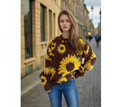 Korean 2024 Autumn/Winter Fabric New Top Embroidered Sunflower Women's sual Sweater e Fashion