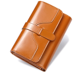 Cartera Retro de cuero de vaca con cera de aceite para mujer, carteras de cuero genuino