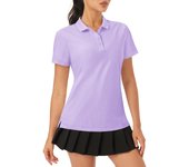 MAGCOMSEN Women's Polo Shirts Short Sleeve Golf Tennis Shirt 4-Button Sports Collared Quick Dry Textured Tops