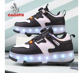 2025 Verano Nuevo Dos Ruedas Niñas Cuatro Ruedas Flash Deslumbramiento Color Recoger Rueda Zapatos De Los Niños Patinaje Sobre Ruedas Zapatos