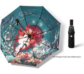 Guochao Qingqiu paraguas automático para mujeres, soleado y lluvioso, parasol de doble propósito de alto valor, parasol de vinilo, protector solar, protector solar protección ultravioleta