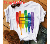 Kawaii Love Is Love Lgbt T Shirt Men Funny Harajuku Rainbow Gay Pride T-shirt Love Wins Graphic Tees Hip Hop Tops Tshirt Male