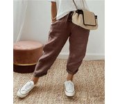 Pantalones Mujer Verano Pantalones de Lino Cómodos Palazzo Cintura Alta Pantalones Rectos Ligero Casuales Flojo Pantalones Pantalón Anchos con Bolsillos y Cordón