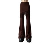 Spring Autumn Waist BA Slim Flare Splicing Irregular Tassel Pants Women's Promotion