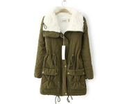 Winter coat, cotton jacket, medium length, thin waist, scarf jacket, thick women's coat