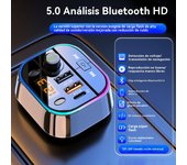 bluetooth mechero coche mp3 bluetooth inteligente carga rápida multifunción
