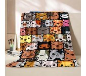 Cute Cartoon Cat Printed Believer Blanket Warm Soft and Comfortable Home Travel Office Sofa Blanket Play Mat