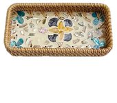 Hand Woven Splicing Shell Rattan Basket Rattan Weaving Household Rattan Shell Tray Decorative Colorful Weaving Fruit Basket