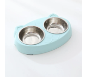 Macaron-cuenco doble para mascotas, bandeja de plástico para beber comida para perros y gatitos, alimentador para gatos, suminis