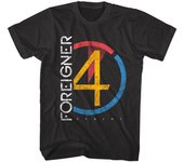 Foreigner 4 Men's T-Shirt - Funk Rock Band Graphic, All-Season Black Cotton Tee with Colorful Geometric Design