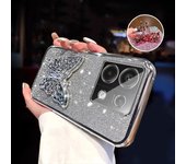 3D Butterfly Phone Holder Crystal Bracelet Glitter Plating Case for Xiaomi POCO X6 X5 X4 X3 NFC M4 M3 Pro 5G Back Cover