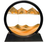 Cuadro de Arena Dinámico, Paisaje de Vidrio Redondo 3D, Reloj de Arena Decoración Arte para Oficina hogar Sala Escritorio（7"）