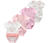 4Pieces New Born Bodysuit Print Cotton Baby Boy Clothes Short Sleeve Romper Baby Girl Clothes Cartoon 0-12M Bebes