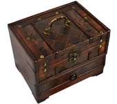 Creative Retro Distressed Storage Box Intricate Carved Vintage Wooden Treasure Box Antique Design Multifunctional Jewelry Box