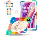 For Redmi 12.1 SE 8.7 Xiaomi Pad 7 Pro 11.2 2024 360 Rotating Heavy Armor Red Tablet Case Silicone Shockproof Cover