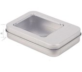 Multicolor Tin Box with Clear Window Lid Rectangular Jewelry Box Nail Art Display Case Candy Package Metal Box Empty