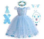 Vestido de princesa de lentejuelas de verano para niños, disfraz con estampado azul, vestido elegante de Reina de la nieve para niñas, regalo de cumpleaños para niños
