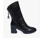 Botas De Tacón Alto De Otoño E Invierno Para Mujer, Botas Medianas Botas Cortas Puntiagudas De Tacón Grueso