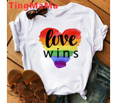 Kawaii Love Is Love Lgbt T Shirt Men Funny Harajuku Rainbow Gay Pride T-shirt Love Wins Graphic Tees Hip Hop Tops Tshirt Male