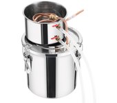SucceBuy Alcohol Still, 3 Gal / 11.4 L Stainless Steel Water Alcohol Distiller with Copper Coil. Home Brewing Refining Fermentation Kit with Thermometer for Wine, Whisky, Brandy. Silver
