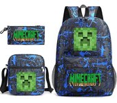 Minecraft My World Schoolbag Game Peripheral Student Large Capacity Printed Three-Piece Schoolbag For Men And Women Pattern~1