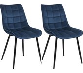 Pack de 2 Sillas de Comedor Asiento de Tela Dining Chairs Silla Diseño Silla Tapizada Estructura Metálica Sillón con Respaldo Sillas de Cocina Antracita BH247an-2