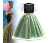 Disfraz de princesa Anna verde para niñas pequeñas, disfraz de Halloween, vestido elegante para fiesta de cumpleaños, vestido de vacaciones carvinal