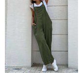 Summer Women Cotton en Jumpsuit Fashion Sleeveless Wide Leg Dungarees Solid Long Rompers Comfortable Casual Playsuit