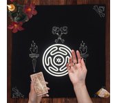 3D Mandala Sunflower Tarot Tablecloth Sun Flowers and Plants Altar Cloth Tarot Cards Table Cover Black Nature Floral Tarot Mat