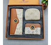 2024 New Vintage Purse Ladies Large Capacity d buckle Multi-card Multi-function triple Fold Handheld Bag 3-piece gift Box for the holidays