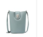Bolso bandolera pequeño de cuero de primera calidad, estilo cubo vertical casual para teléfono móvil