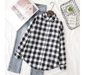 Quality Flannel Women's Plaid Shirt 2024 Autumn New Ladies Casual Loose Long Sleeve Blouses and Tops Female Checkered Clothes