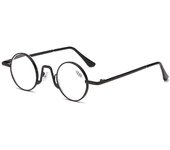 Men's and women's round metal reading glasses, ultra light spring hinge lenses, vision care, refractive power+2023~+1.00, 4.0
