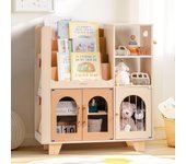 Estantería para Libros Infantiles, Color Blanco, de Madera, Varios Niveles, con Zona de Almacenamiento de Juguetes, Armario Infantil para Grandes Libros de imágenes, Muebles Infantiles