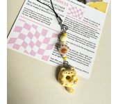 Cat Cookie Phone Charm Strap Soft Kawaii Kitty Couple Keychain Coloful Bead Pendant Cute Lanyard Keycord
