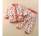 Children's set Cartoon Floral Thicken Warm Coat