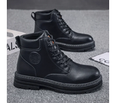 Botas altas informales Retro para Hombre, Botas gruesas de ruibarbo para invierno, botines de motocicleta con cordones, calzado de trabajo, Botas para Hombre