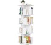 Estantería para Libros Librería de Árbol Estante de Piso, de Oficina, Decorativo 360 ° Libremente Giratorio con 4 Niveles MDF Nature 40x40x129cm