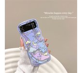 Cute Korean Butterfly Stars Moon Cloud Rainbow Wavy Case for Galaxy Z Flip 3 5G Z Flip3 Flip4 Zflip3 Zflip4 Z Flip 4 Fresh Cover