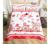 3PCS Quilt Cover Red Roses Bedding Set Luxury Rose Floral For Girls Couple Lover Romantic Comforter Cover Valentine's Day Bed Set