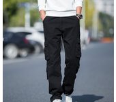 Monos de algodón pantalones casuales para hombres cintura elástica pantalones de gran tamaño multibolsillos